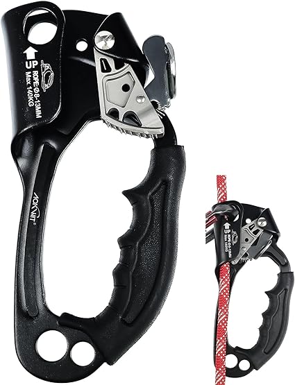 Certified Rope Ascender Aluminum Alloy Rock Climbing Gear Strong Rigging Rappelling Equipment for Rock Tree Climbing Arborist Rescue Mountaineering Caving