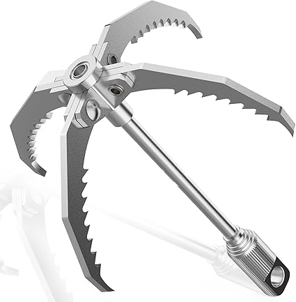 Grappling Hook, Heavy Duty | Folding 4-Claw Survival Claw, Multi-Purpose SUS Sawtooth Hook for Outdoor Camping Hiking Tree Rock Mountain Climbing (Grappling Hooks W/Rope)